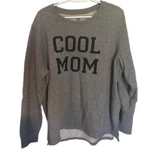 Cool Mom Gray Long Sleeve Sweatshirt By PositiviTees XL (16/18) Cotton Blend